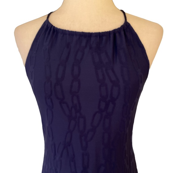 J. McLaughlin Maria Navy Blue Chain Print Cutout Halter Slip Dress - XS - Picture 3 of 12